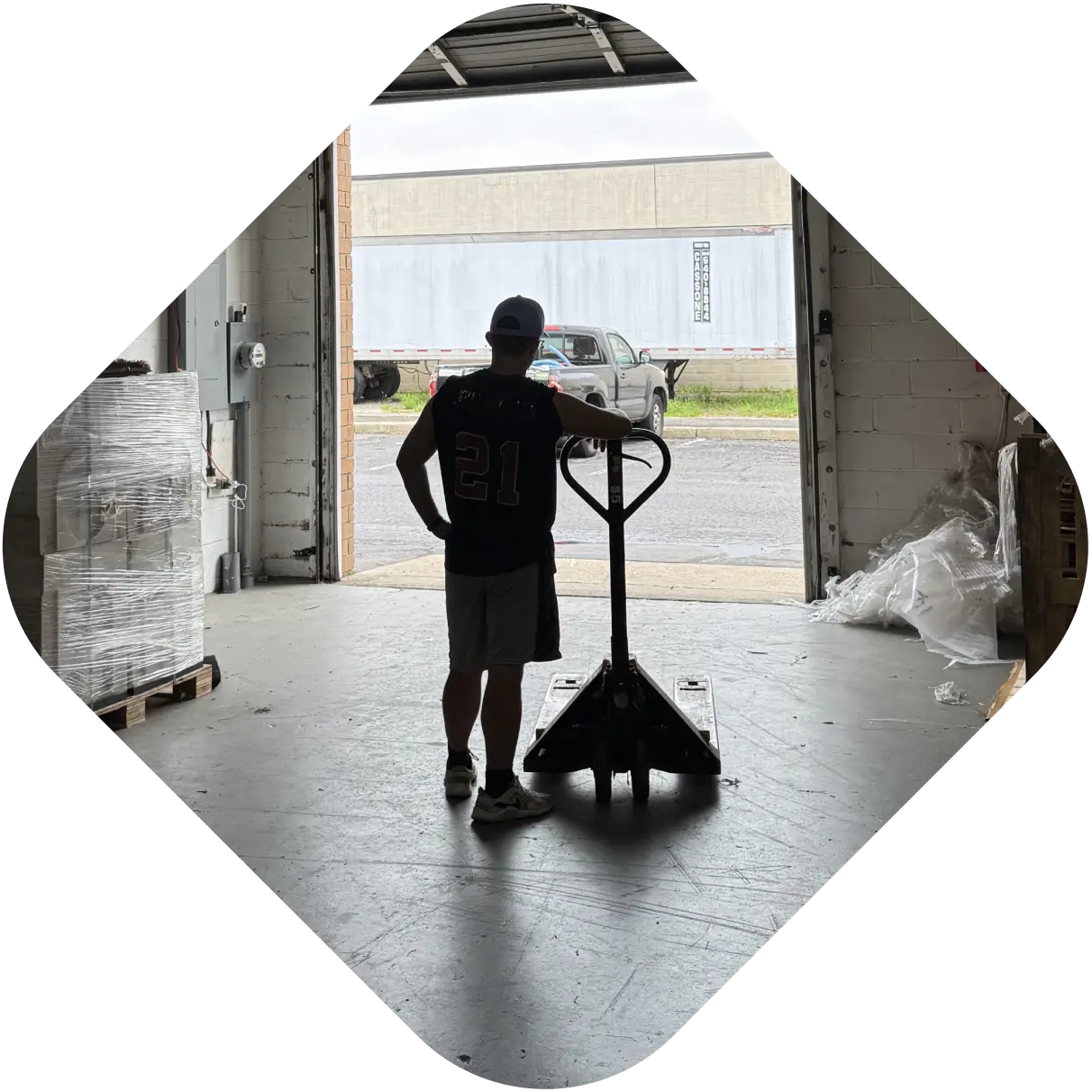 SwiftDrain Worker In A Warehouse