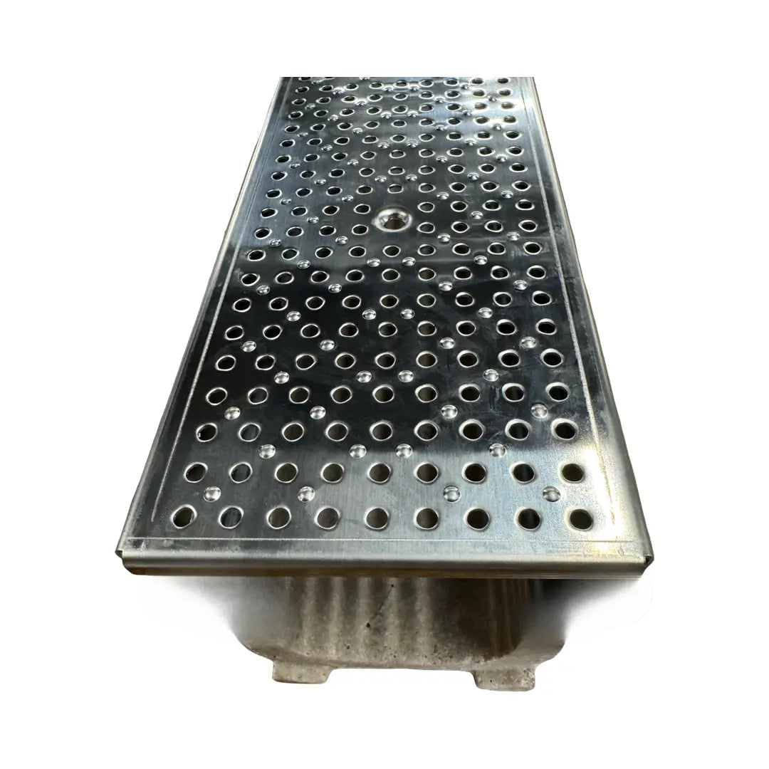 heel proof perforated trench drain system stainless steel top view
