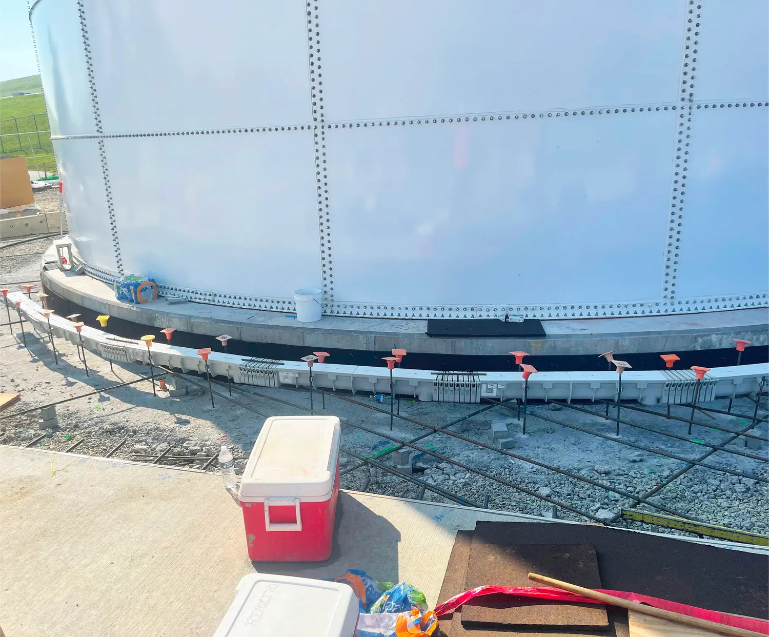radius trench drain system installation front view