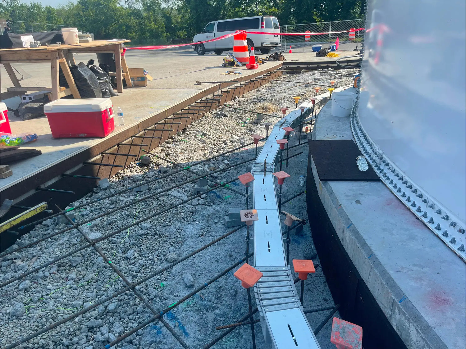radius trench drain system installation side view