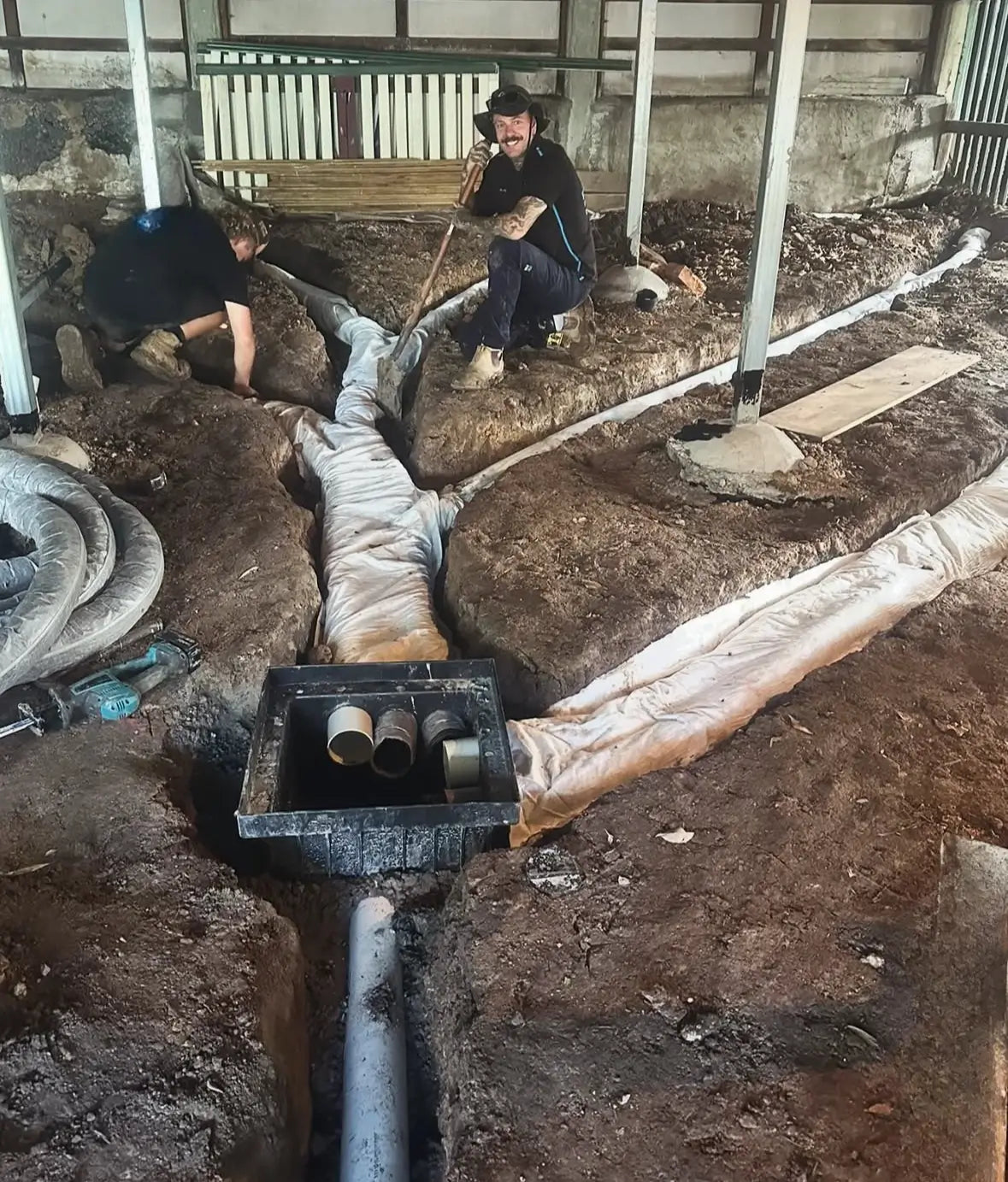 Barn drainage system installation model 600