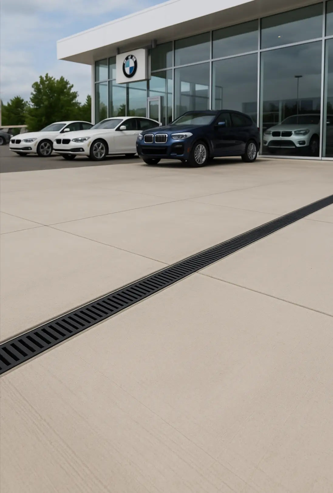 Car dealership linear drainage system heavy duty