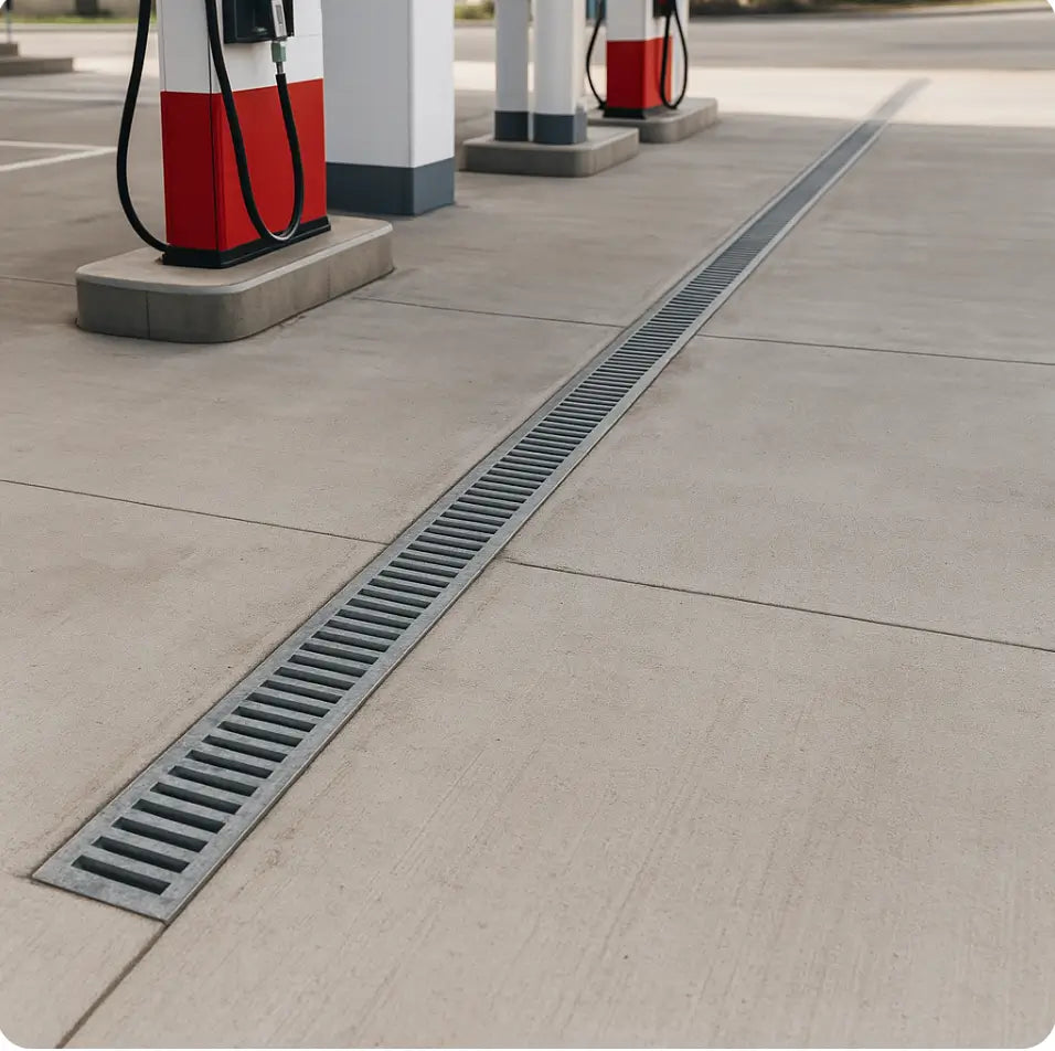 Gas station drainage model 100